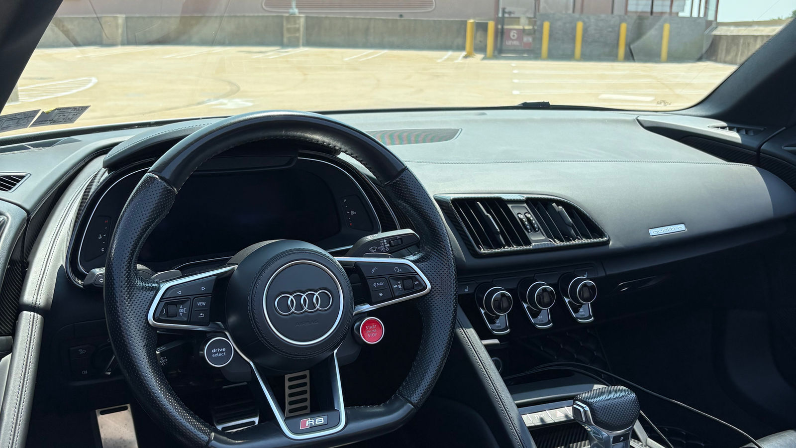 Inside the Audi R8 V10 Spyder, ready for a drive in Miami